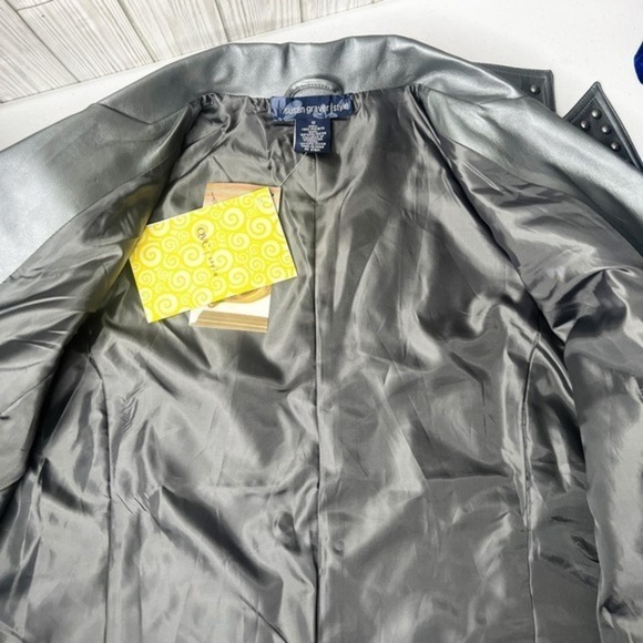 Susan Graver Studded Gunmetal Gray Rocker Moto‎ Jacket Faux Leather Size 1X - Picture 7 of 9